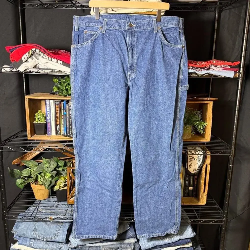 Vintage Dickies Blue Denim Carpenter Jeans Light Wash Baggy Skater Pants 38x30